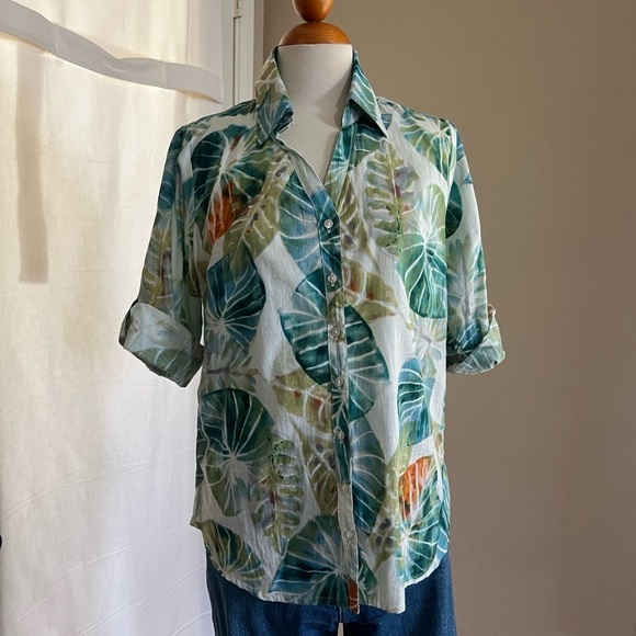 Serengeti Fashions 100% Cotton Tropical Water Lilies Top - Picture 3 of 3